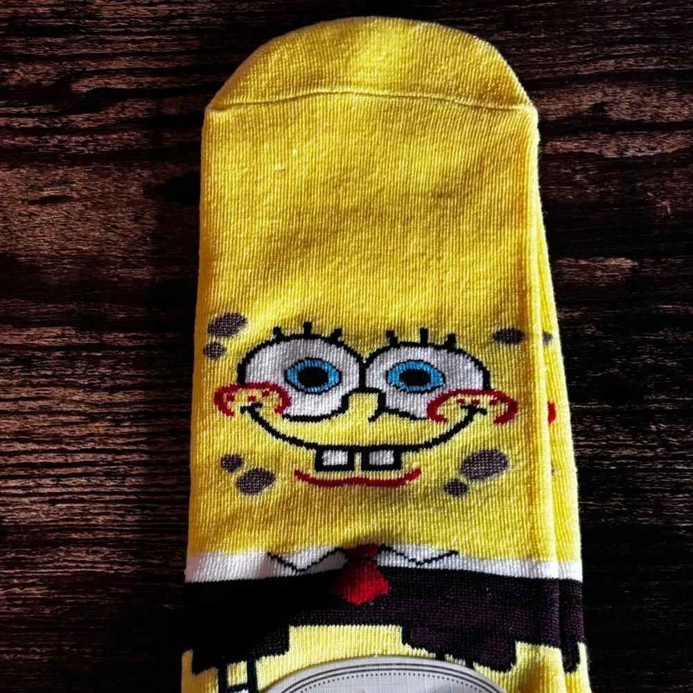 SpongeBob SquarePants Yellow Character Graphic Crew Socks Womens Fashion New